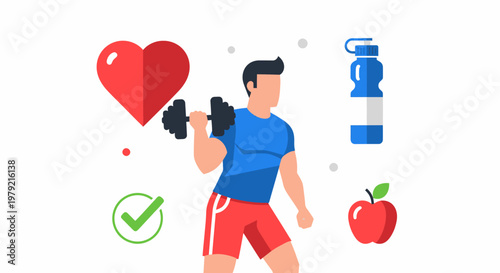 Man Exercising With Dumbbell Fitness.