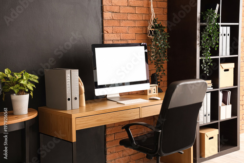 Blank computer monitor with...