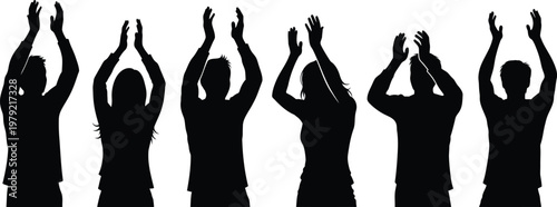 People clapping silhouettes applause appreciation celebration isolated on white background