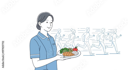 Woman holding a plate food.