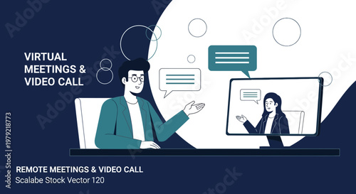 Virtual Meeting & Video Call: Remote Collaboration, Online Communication, Business People