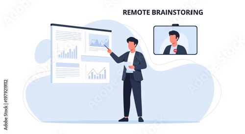 Remote brainstorming session with presentation and video conference