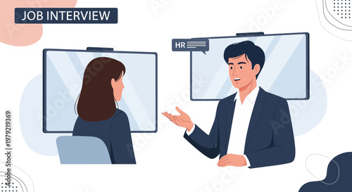 Online Job Interview: HR Manager Interviews Candidate via Video Call