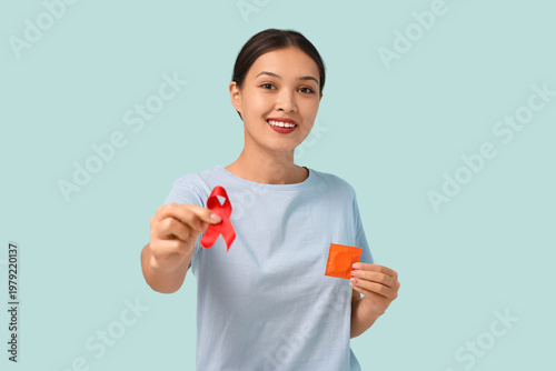 Pretty young woman with red...