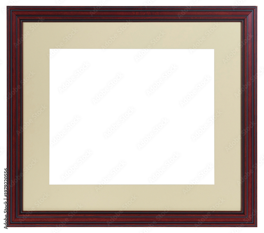 Obraz premium Old wooden picture frame in PNG format on a transparent background.