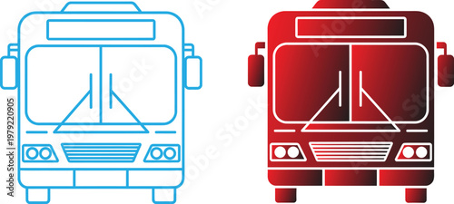 Vector art bus designs modern transportation icons in blue and red scalable graphics