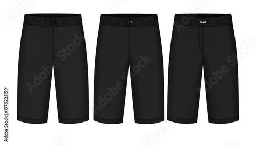 Pair of black trousers with five pockets displayed against plain background Vector