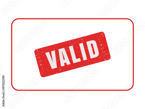 Official red stamp with the word valid printed in white text for approval or confirmation
