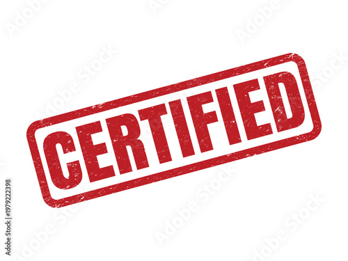 Red rubber stamp imprint with the word certified printed diagonally