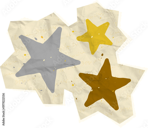 Star Scribble Ripped Edge Cutout, Ransom Paper Vintage Texture Cutout Element