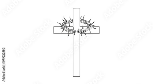 Crown of thorns on cross symbol.