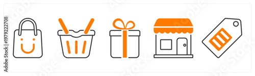 A set of 5 mix icons as card security, wallet, cash