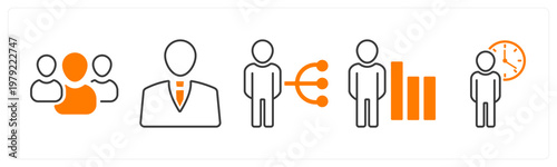 A set of 5 mix icons as team, businessman, work responsibility