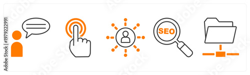 A set of 5 mix icons as communication, sensor, connectivity
