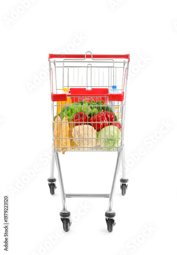 Shopping cart full of food ...