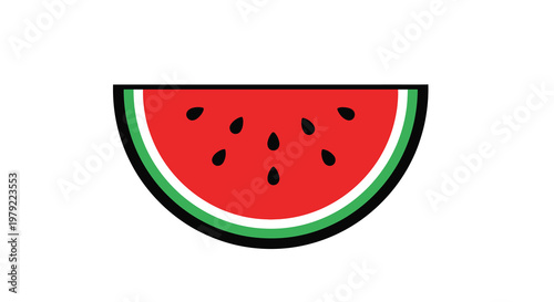 A vibrant half cut watermelon slice with black seeds a striking silhouette