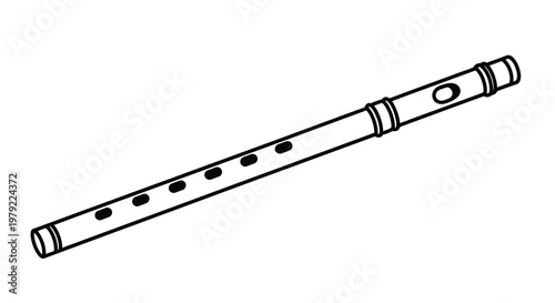 Simple black and white drawing of a wooden flute silhouette