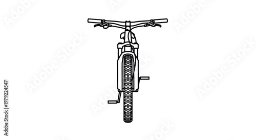 Black and white line drawing of a bicycle s front view