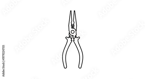 A simple black and white line drawing of a pair of long nose pliers