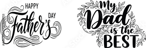 Elegant hand lettered calligraphy designs celebrating fatherhood and appreciation for dads