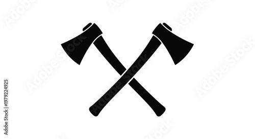 Two crossed axes depicted in a striking black silhouette