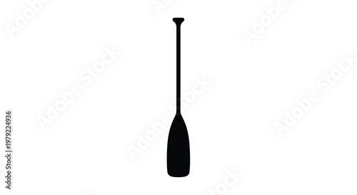 Simple black silhouette of a traditional canoe paddle against white