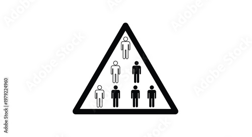 Warning sign depicting multiple figures within a triangular border