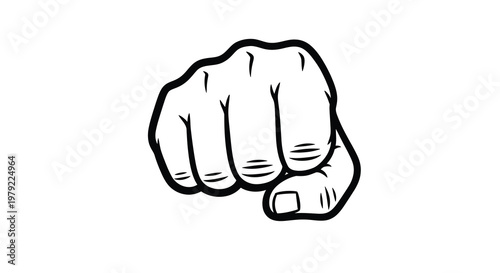 A strong clenched fist facing forward a bold graphic silhouette