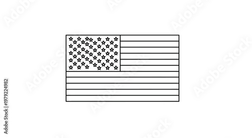 Simple line drawing of the american flag with stars and stripes