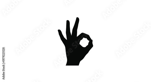 A black silhouette of a hand making the ok gesture