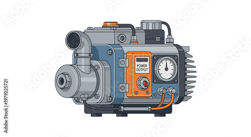Compact industrial water pump unit featuring a pressure gauge and power output display designed for efficient fluid management in manufacturing facilities.