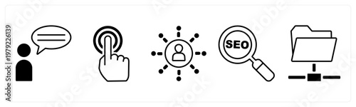 A set of 5 mix icons as communication, sensor, connectivity