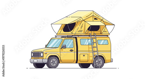 Yellow Camper Van Vehicle.