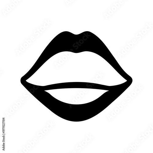 Black lips, mouth icon, vector lips, facial feature