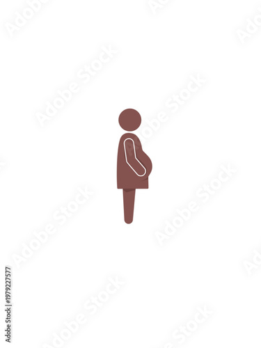 Brown  pregnant woman silhouette icon, conceptualizing maternity, pregnancy healthcare, prenatal care, and motherhood for medical and family-oriented graphic designs.