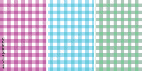 Abstract geometric patterns with distinct color block arrangements and grid designs