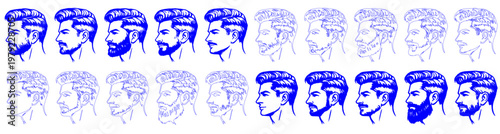 Men’s Beard Line Art Styles Vector Set – Male Facial Hair Outline Icons