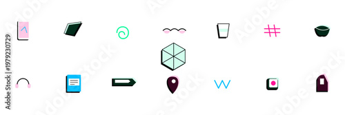 Hand-drawn modern lifestyle and travel icons arranged over a clean white minimal graphic background illustration