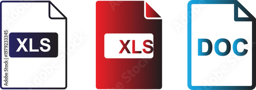 Vector art file icons xls xlsx and doc document types modern digital design