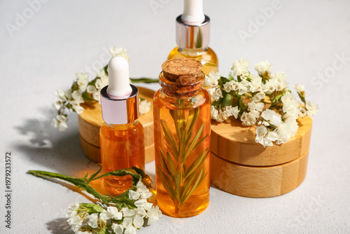 Bottles and jars of cosmeti...