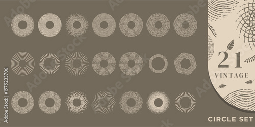 Vintage Line Art Abstract Circle Design Elements Collection