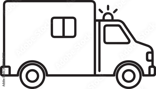 Black Outlined Icon of Ambulance
