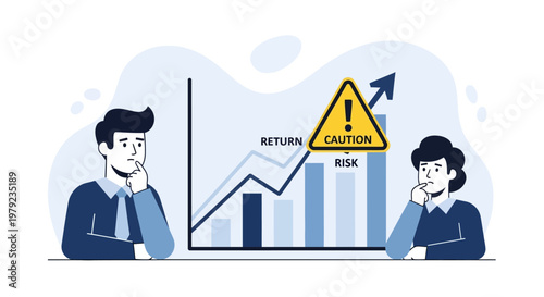 Business People Analyze Risk Graph.