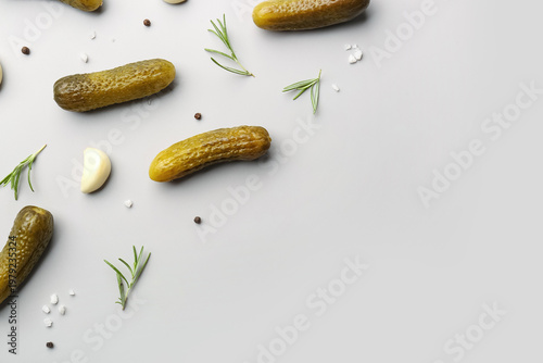 Pickled cucumbers and diffe...