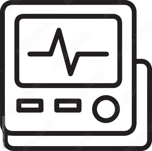 Black Outlined Icon of ECG Monitor machine