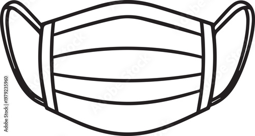 Black Outlined Icon of Mask