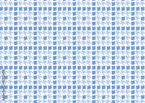 【日本の伝統模様】千鳥・千鳥格子のシームレスパターン（青系） / Chidori & Chidori-goushi (Houndstooth) – Japanese Traditional Seamless Pattern  (Blue Tones)