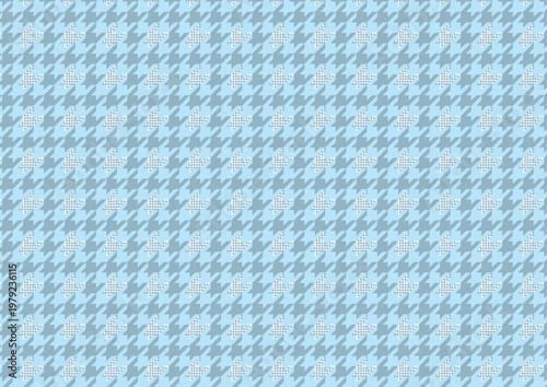 【日本の伝統模様】千鳥・千鳥格子のシームレスパターン（青系） / Chidori & Chidori-goushi (Houndstooth) – Japanese Traditional Seamless Pattern  (Blue Tones)