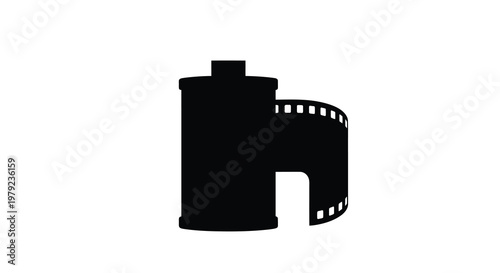 Black film reel and strip design a modern graphic silhouette