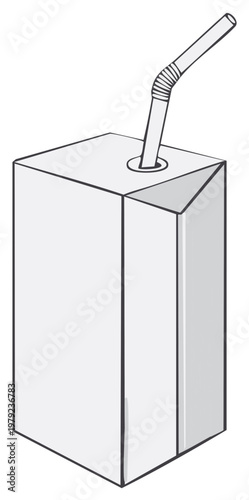Juice box with straw. Illustration of a carton of juice for children.